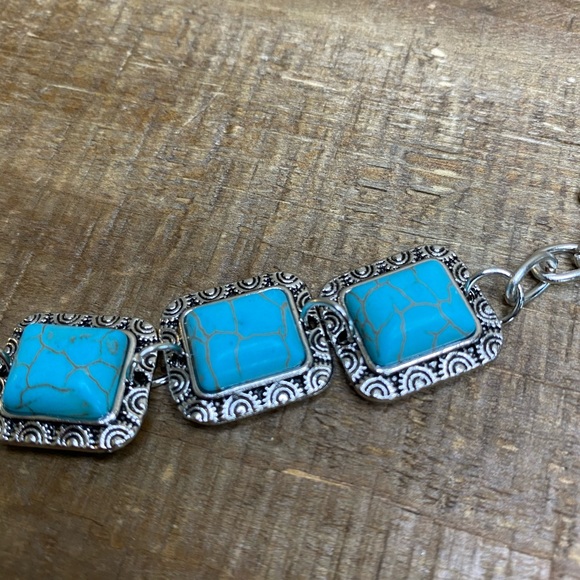 New MexZotic Blue Howlite Antique Square Bracelet - Picture 4 of 9